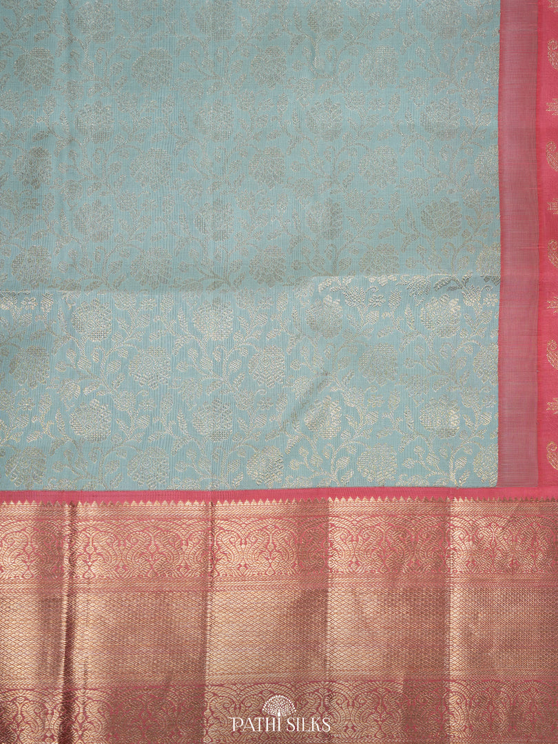 Blue and Pink Kanjivaram Silk Saree