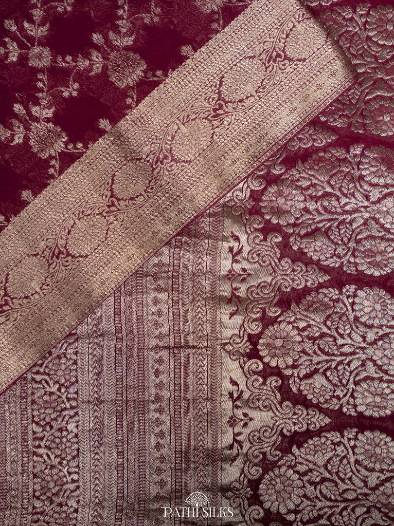 Wine colour georgette saree