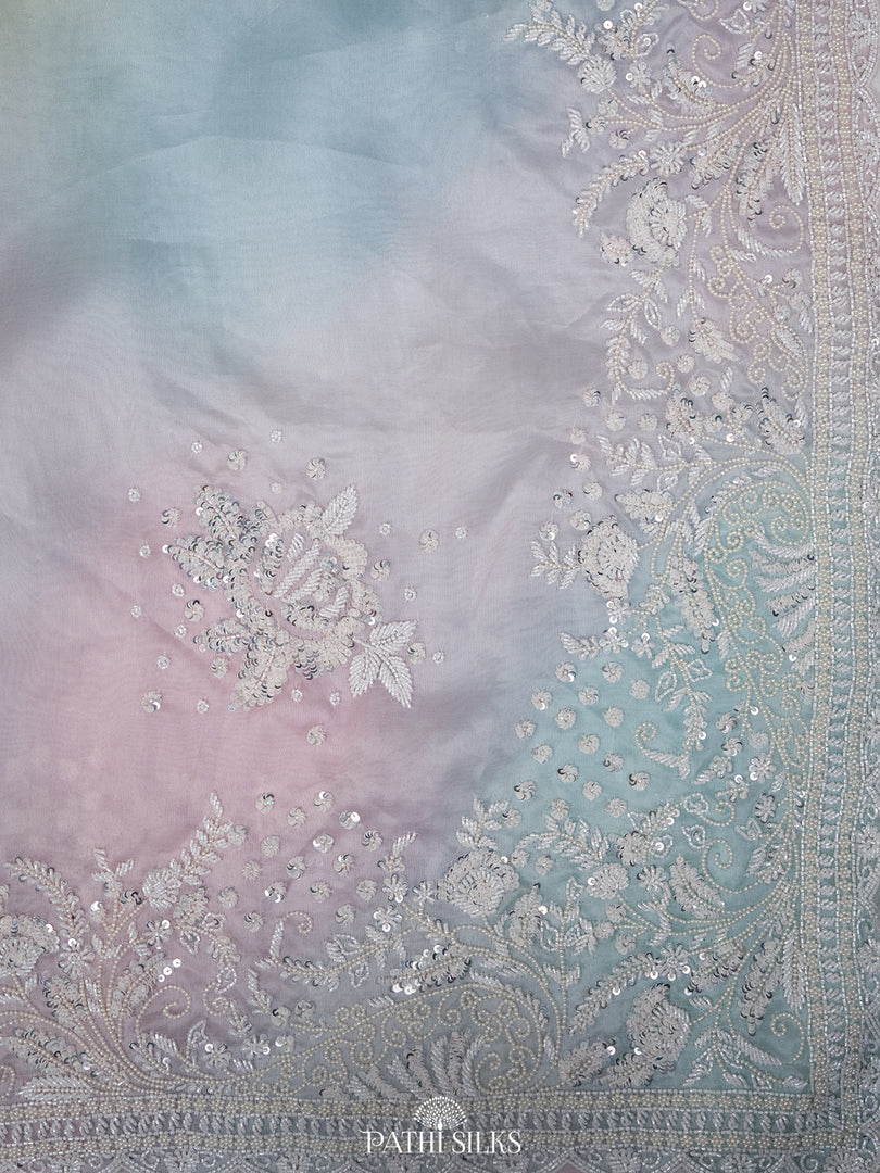 Multicolour Pastel organza saree