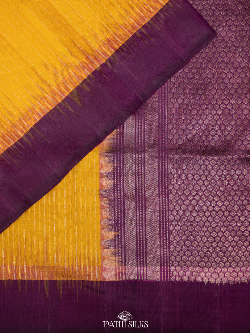 Yellow and wine Soft Silk saree