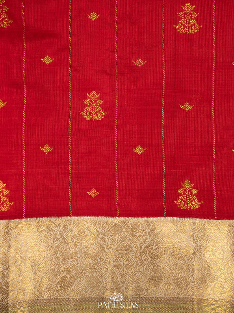 Red kora kanjivaram silk saree