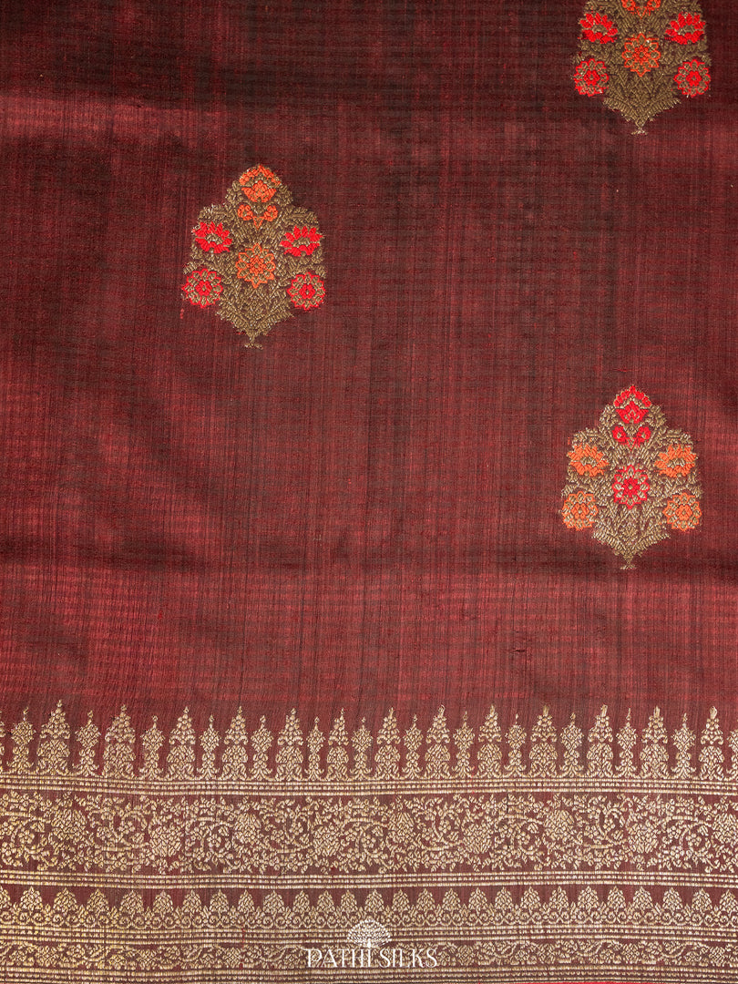 Purple moonga tussar banaras silk saree