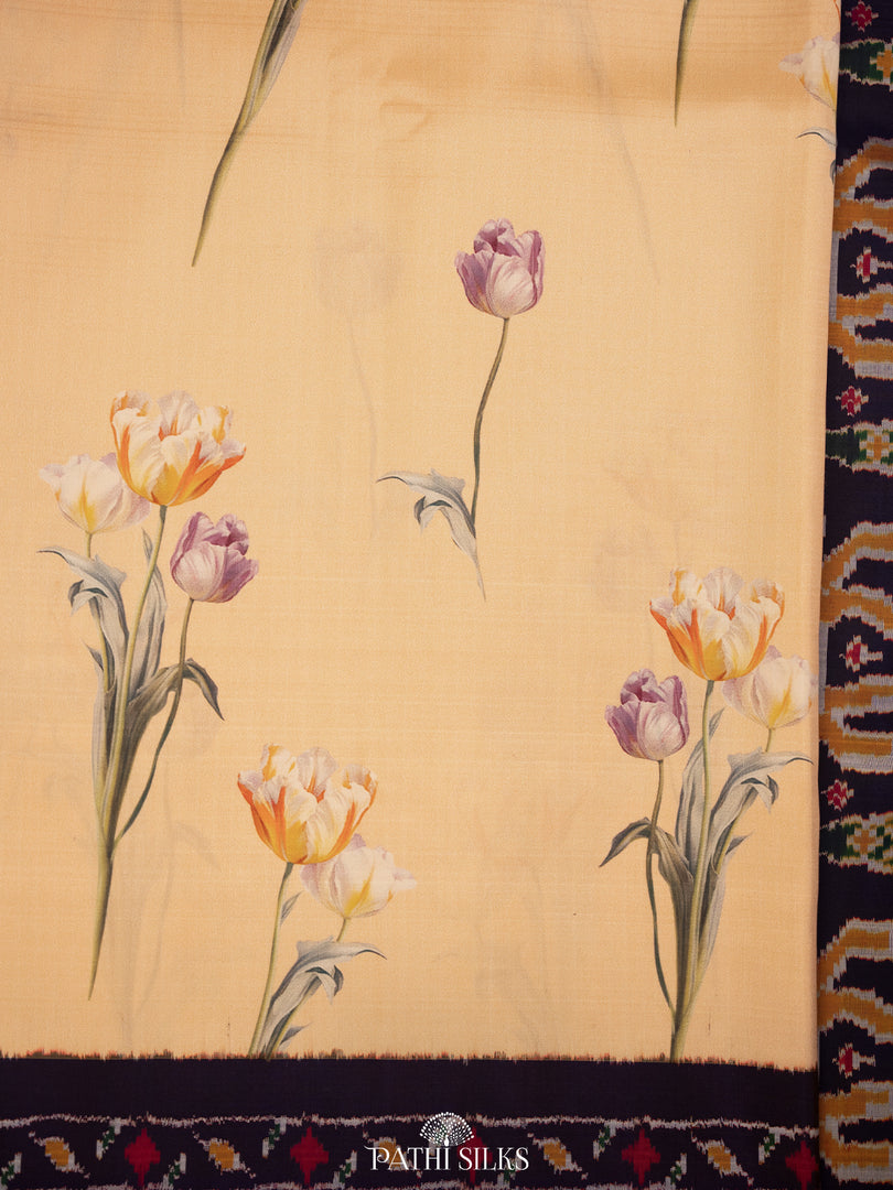 Cream ikkat silk saree