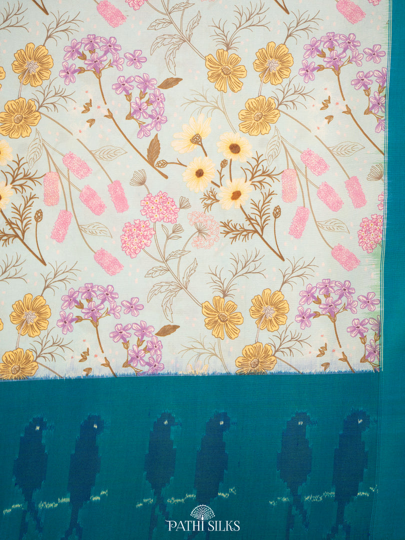 Light blue ikkat silk saree