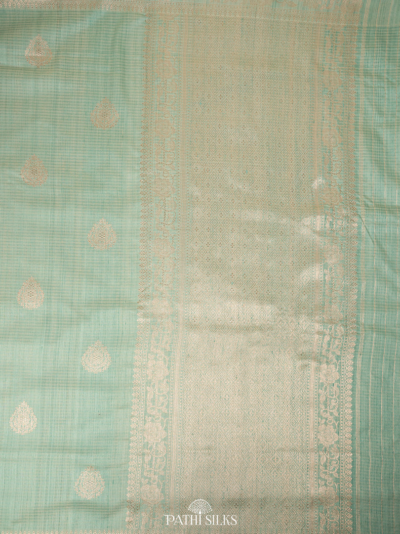 Powder blue moonga tussar banaras silk saree