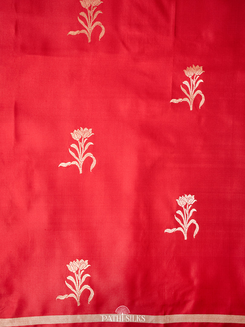 Red banarasi mushroo satin silk saree