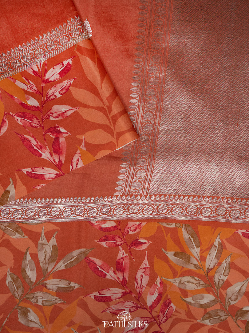Rust orange Handwoven tussar with satin border