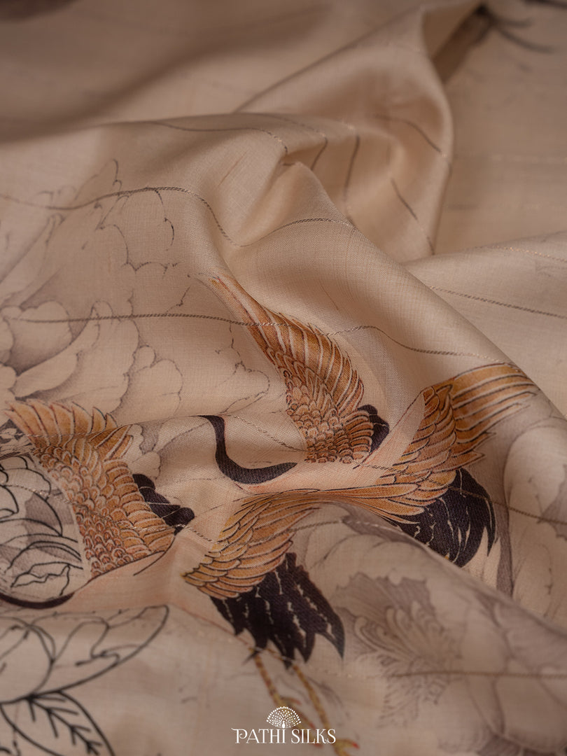 Handwoven printed tussar