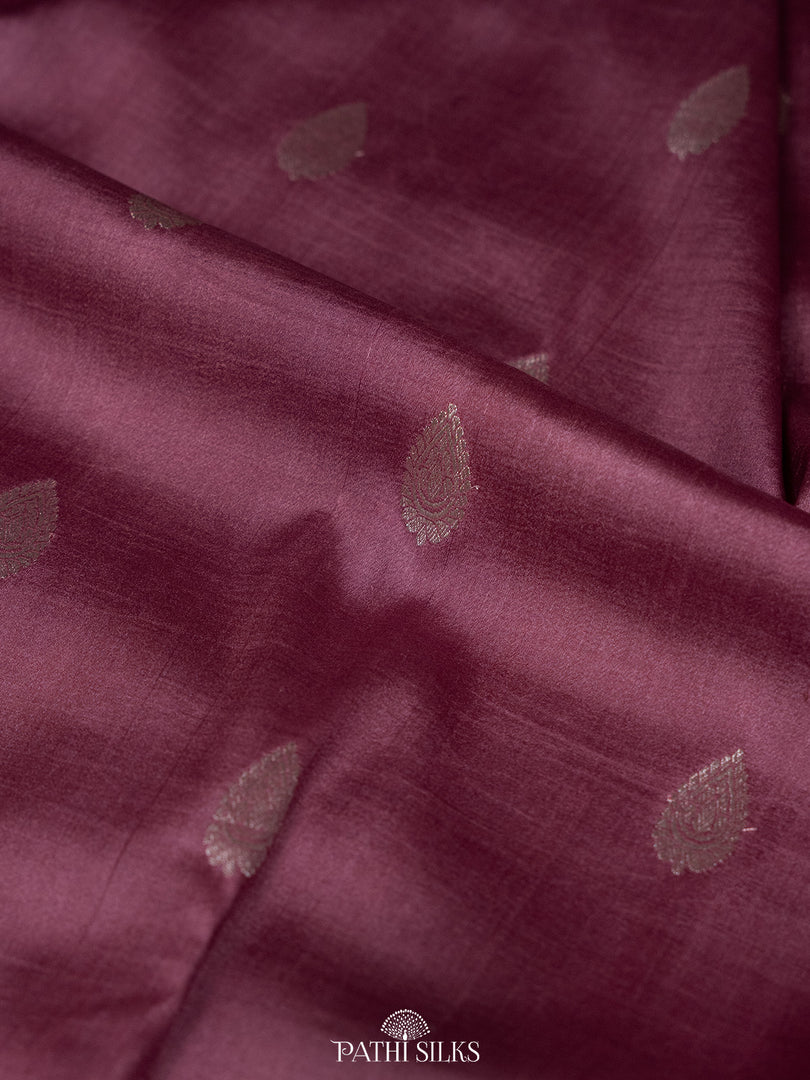 Burgandy Handwoven tussar with satin border