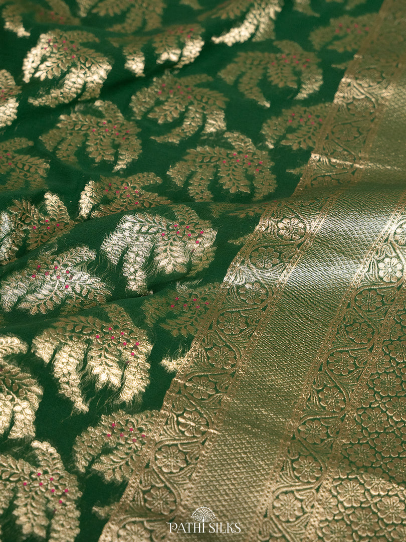 Green georgette saree