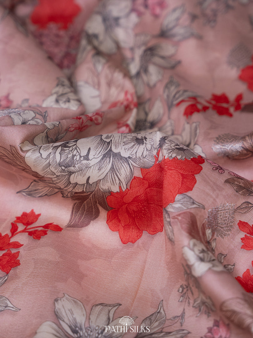 Light peach Handwoven tussar with satin border