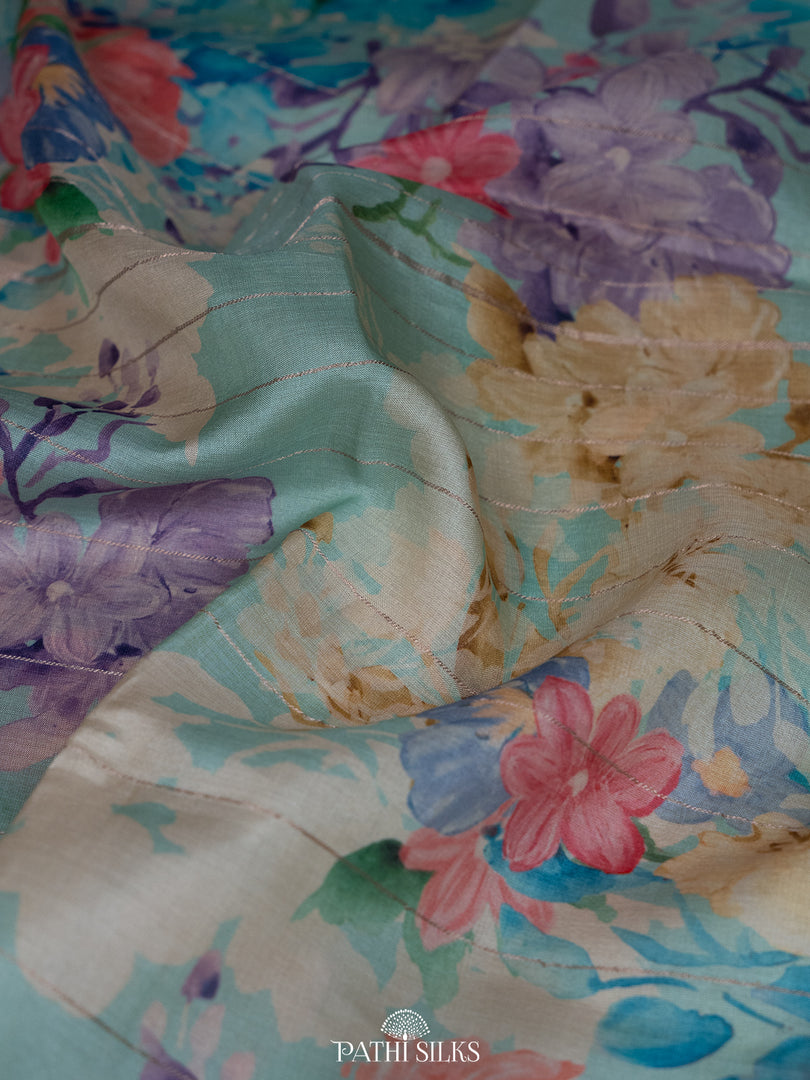 Mint Handwoven printed tussar