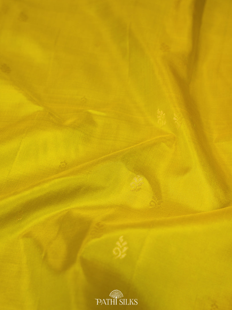Lime green and beige Soft Silk saree
