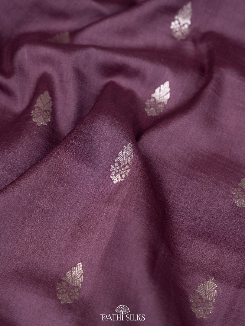 Wine Handwoven tussar with satin border