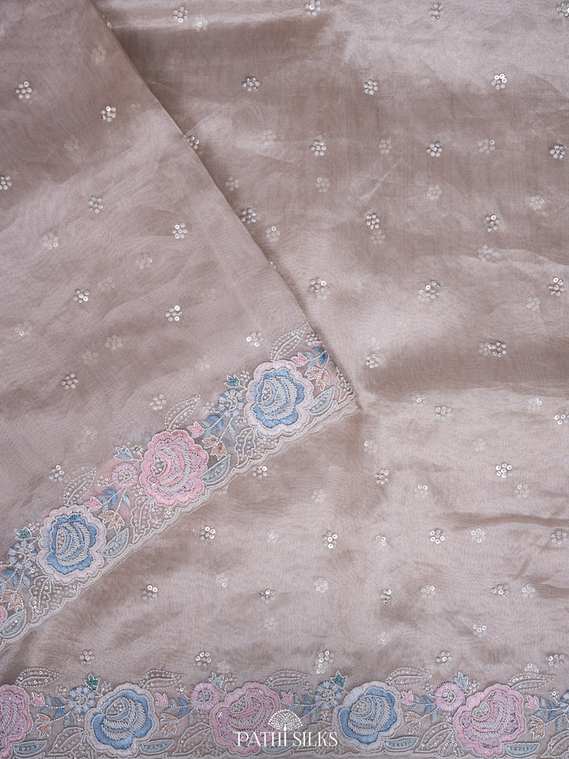 Champagne Gold Tissue Organza saree