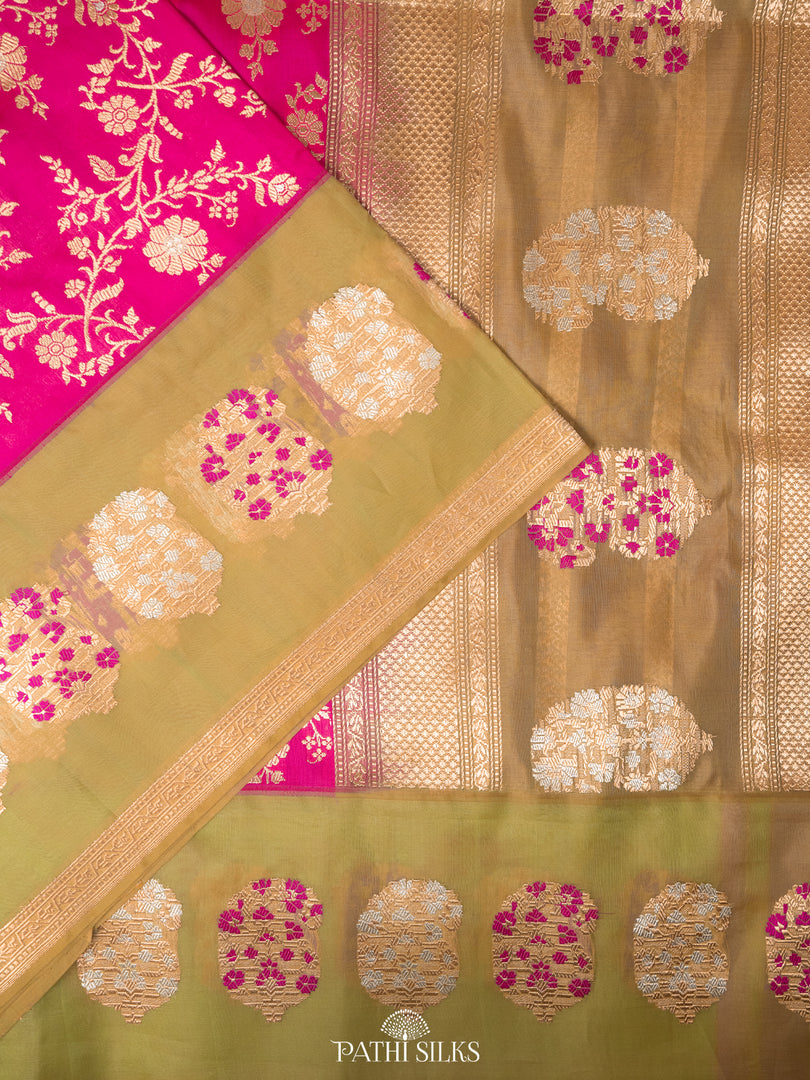 Rani pink banarasi silk saree
