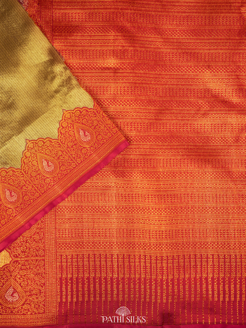 Champagne gold Tissue kora Kanjivaram