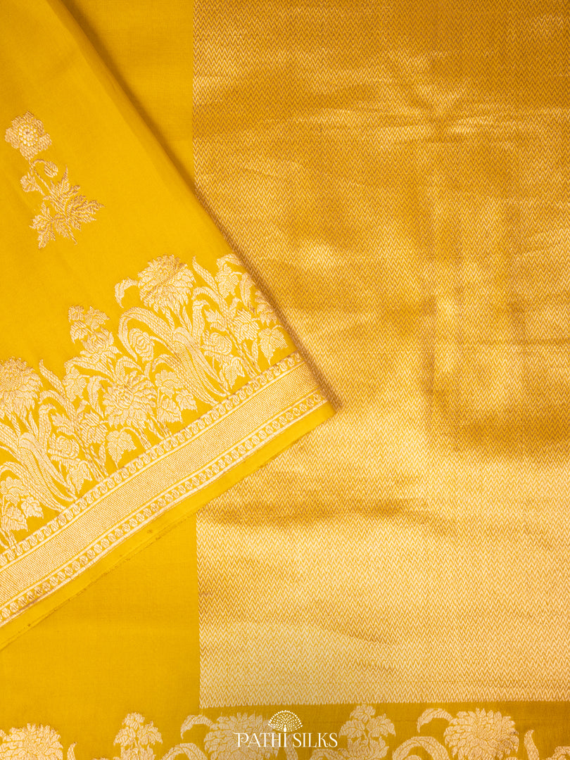 Yellow banarasi silk saree