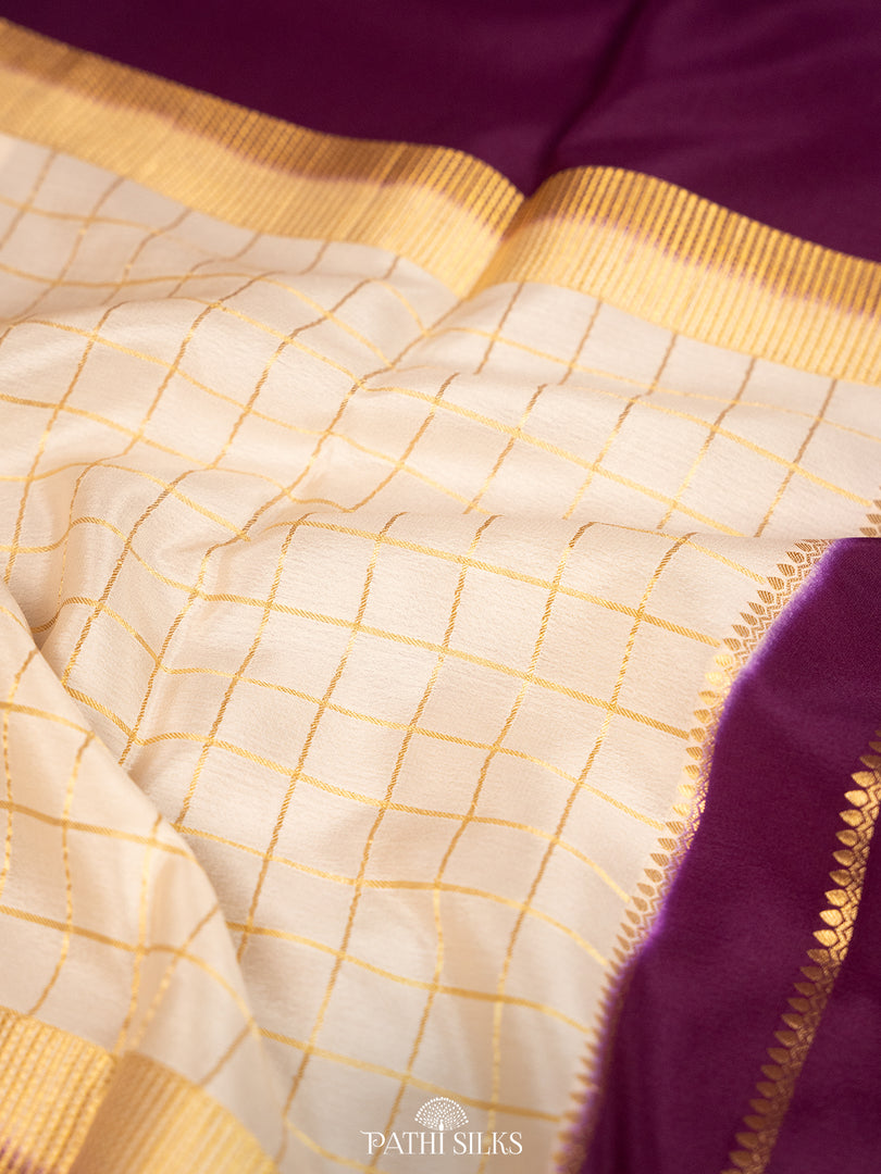 Purple Mysore crepe saree