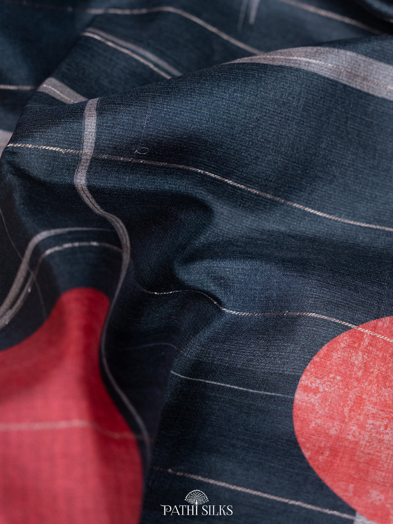 Black Handwoven printed tussar