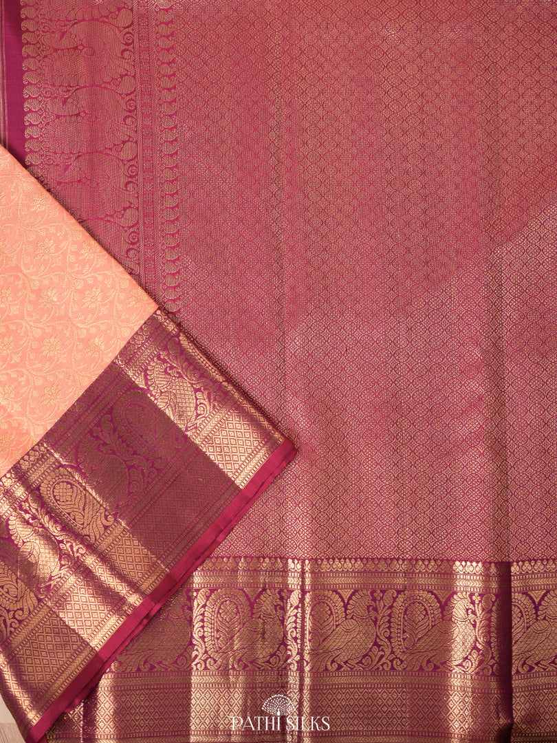 Peach Kanjivaram Silk Saree