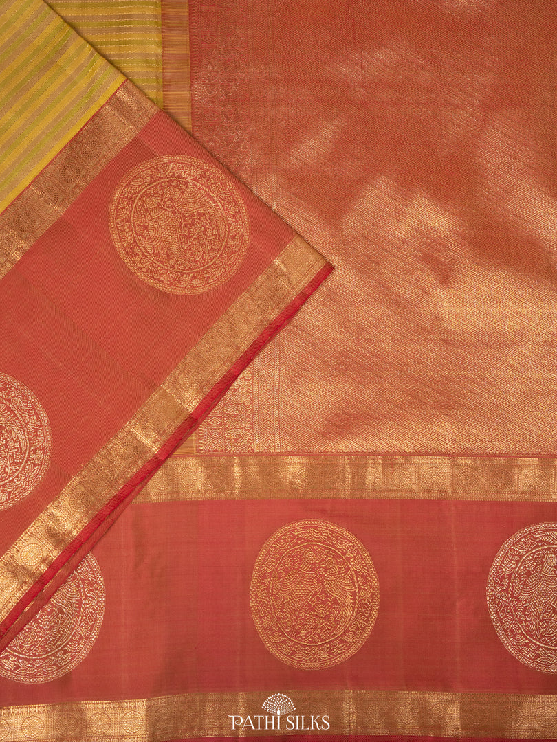 Multicolour Lime green kanjivaram silk saree