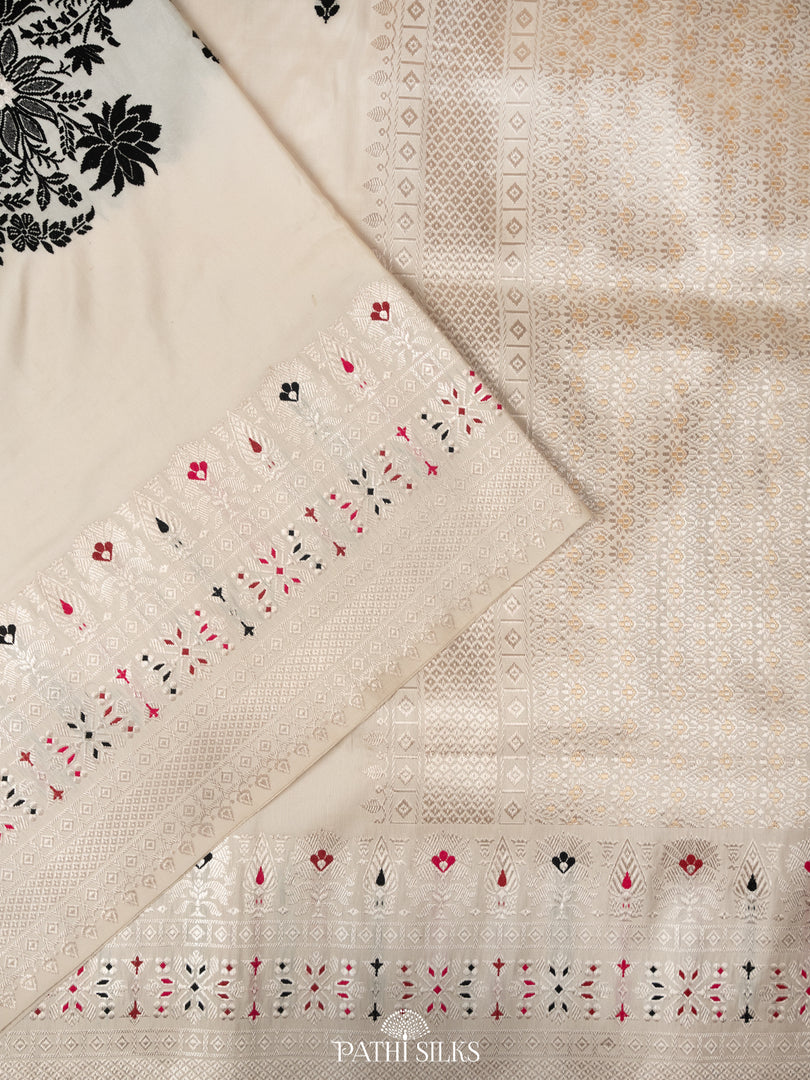 White banarasi silk saree