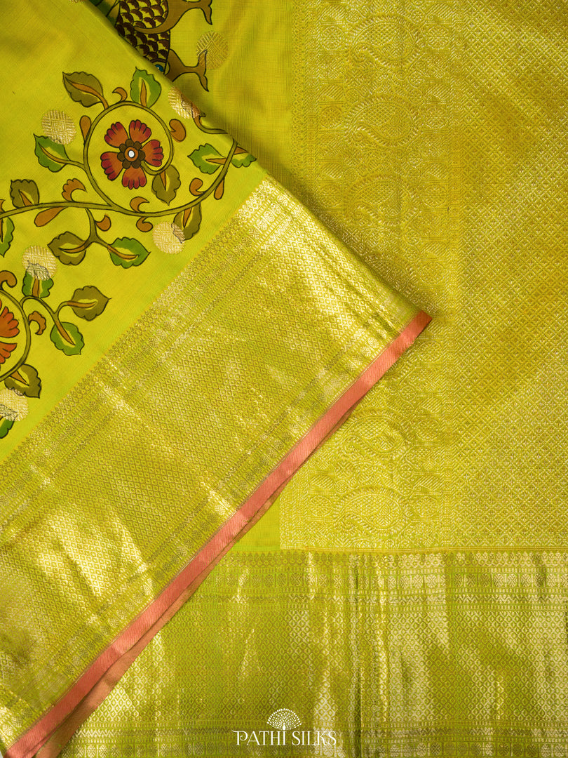 Ikkat Handpainted Kanjivaram Silk Saree