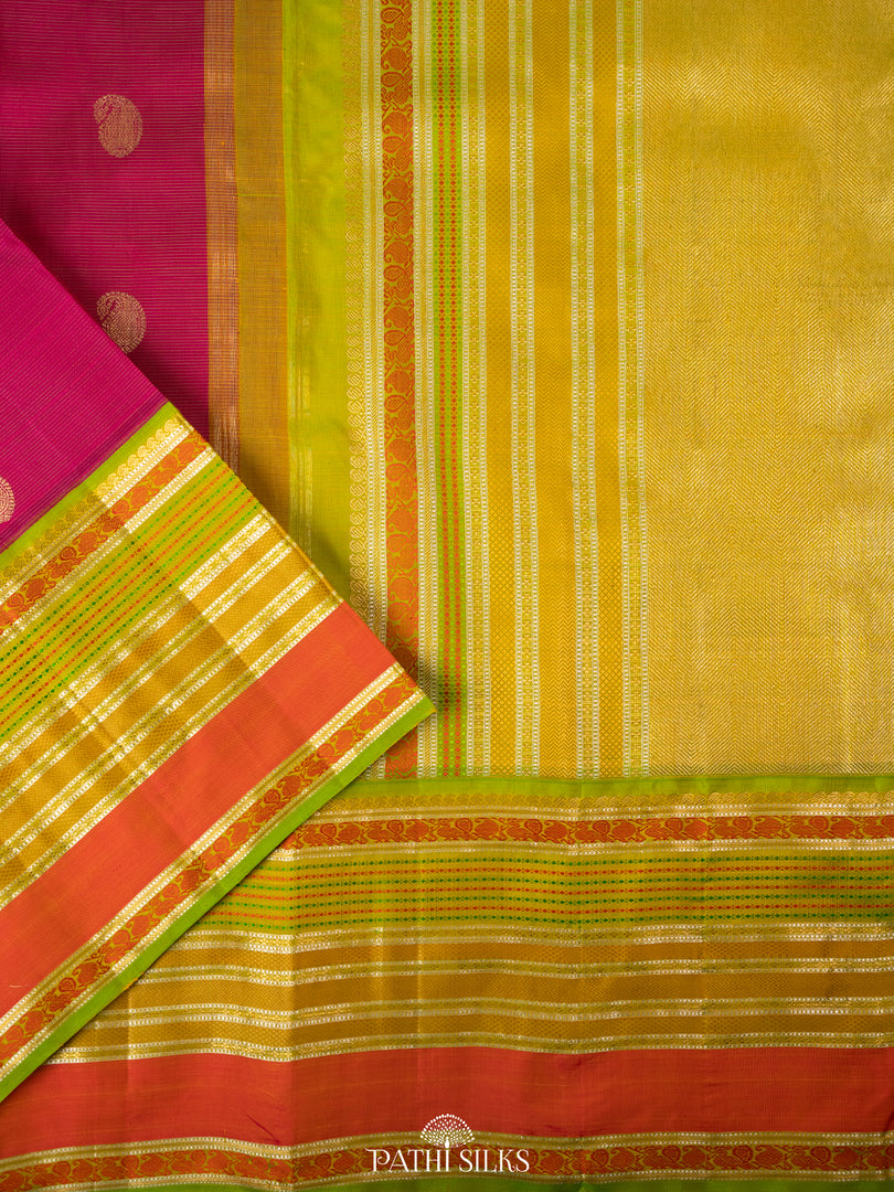 Purple and Green Kanjivaram Silk Saree