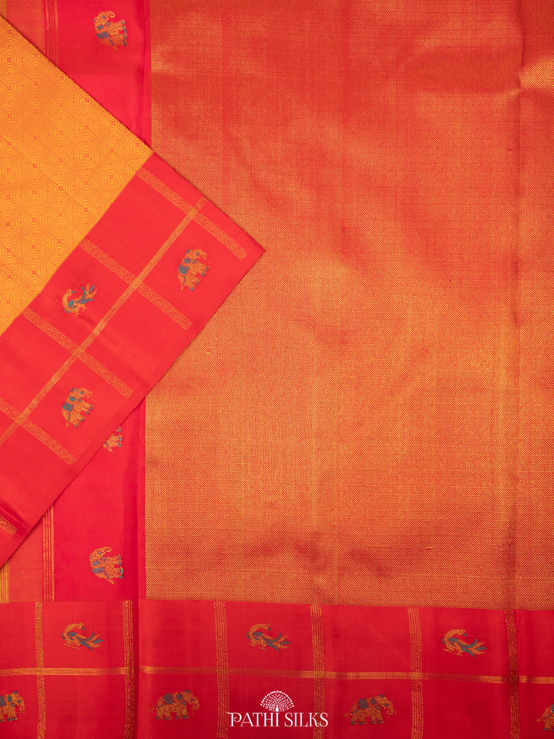 Orange with Rani Pink Kanjivaram silk saree