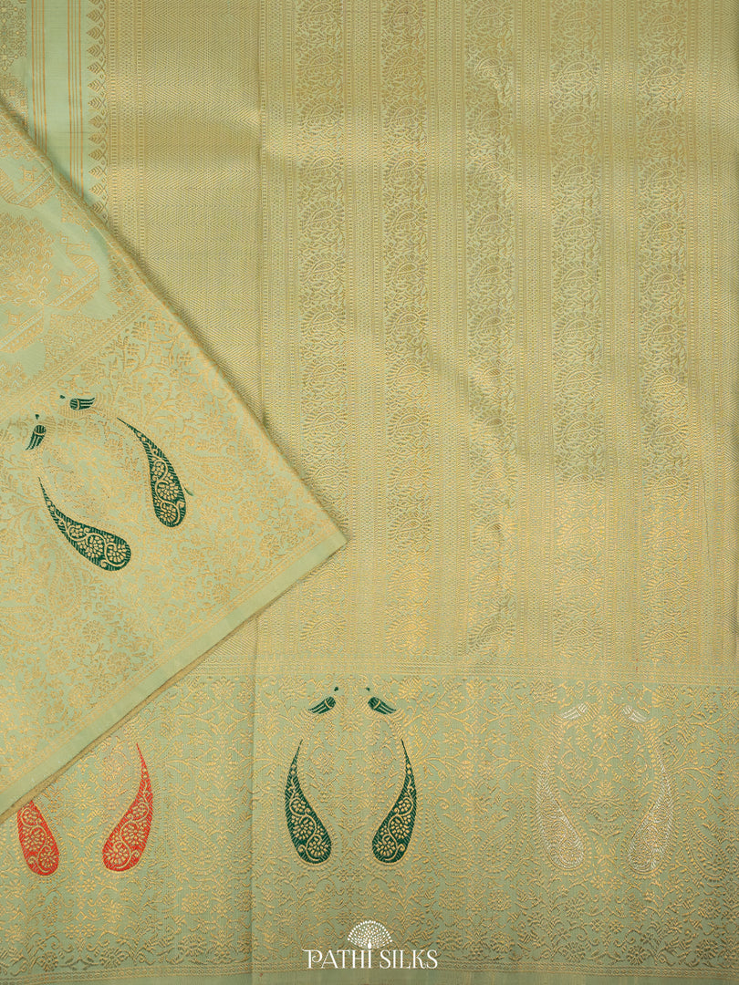 Mint Green Kanjivaram Silk Saree