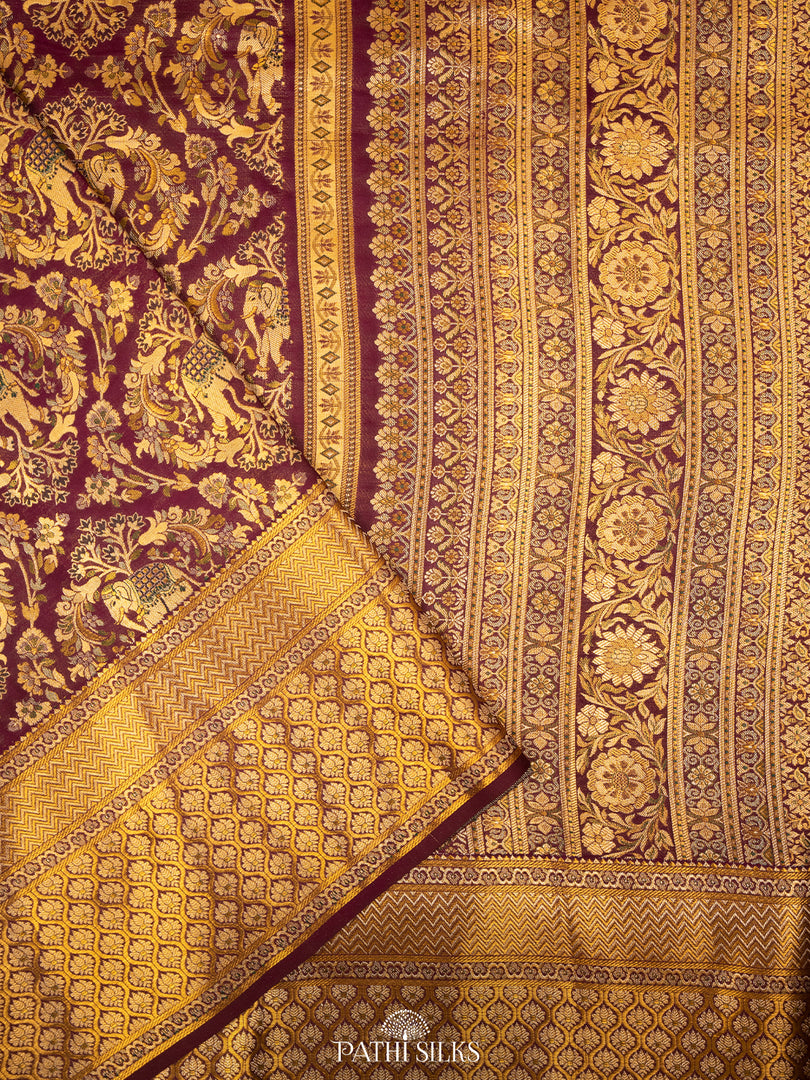 Purple Brocade Kanjivaram Silk Saree