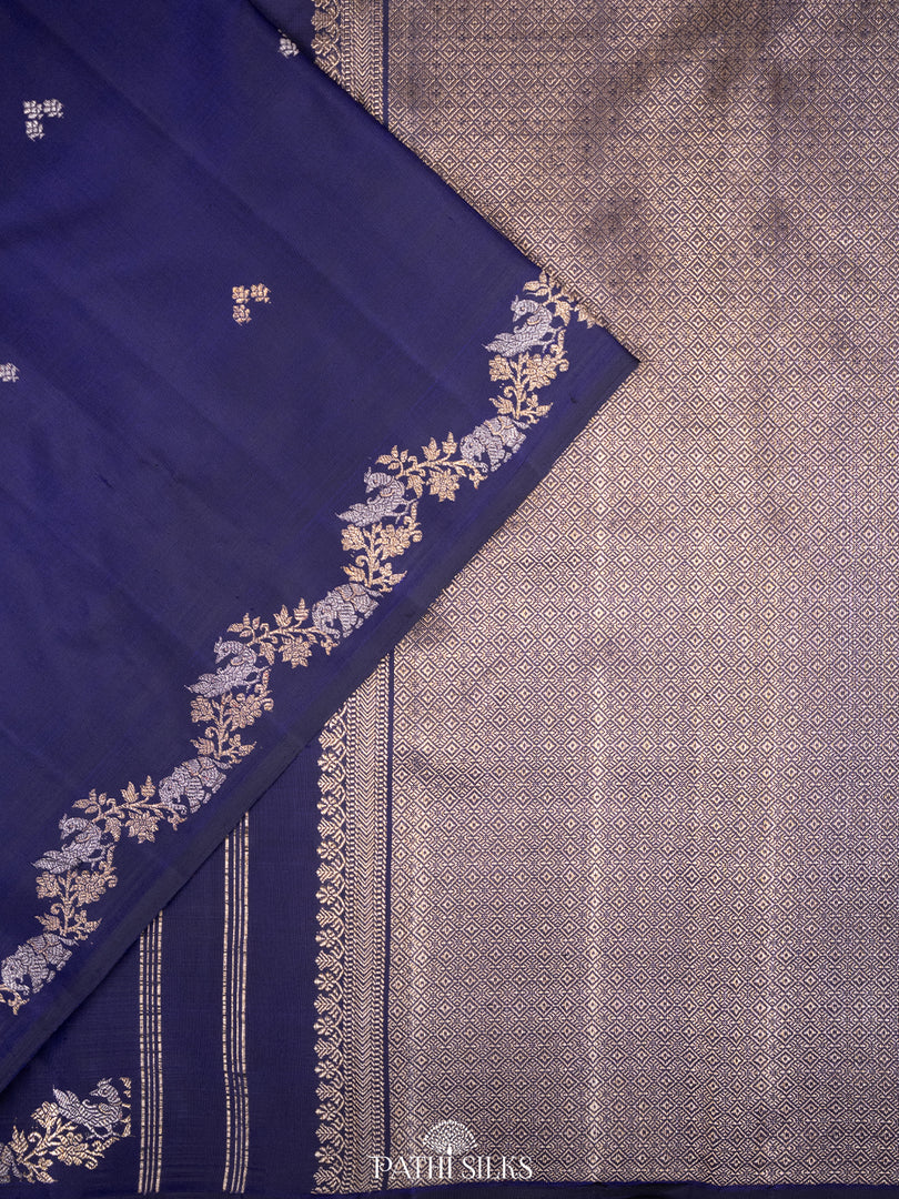 Navy Blue Kanjivaram Silk Saree