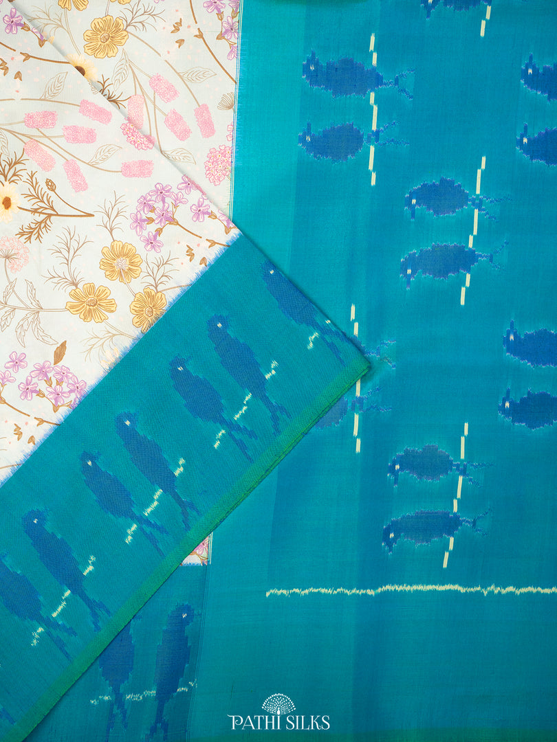 Light blue ikkat silk saree