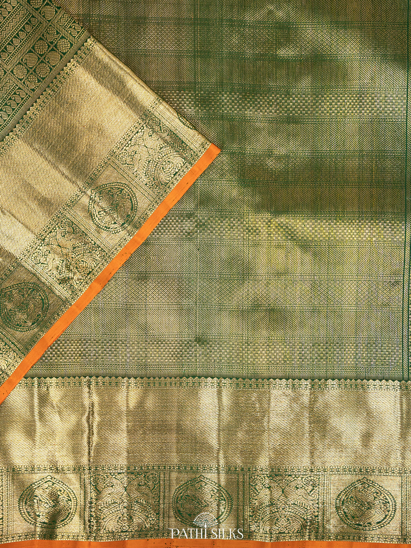 Bottle Green Kanjivaram Silk Saree