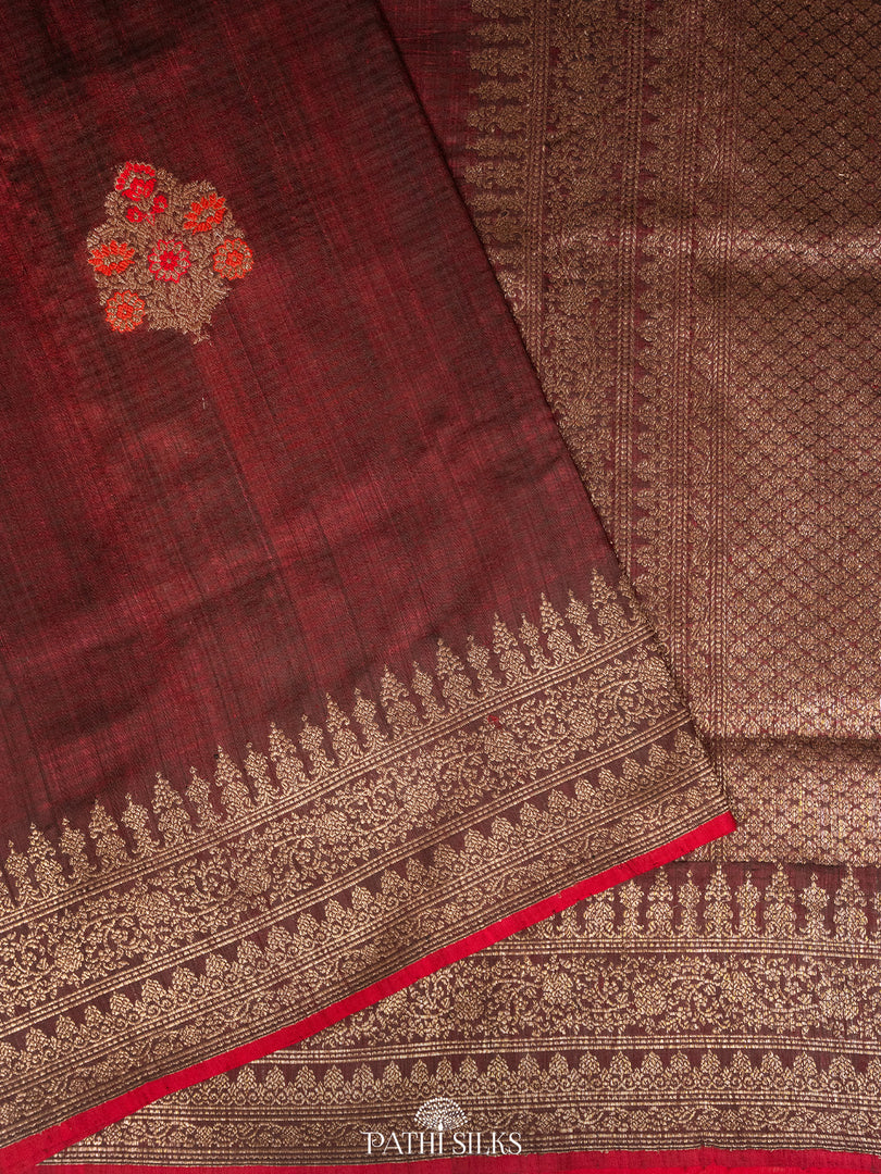 Purple moonga tussar banaras silk saree