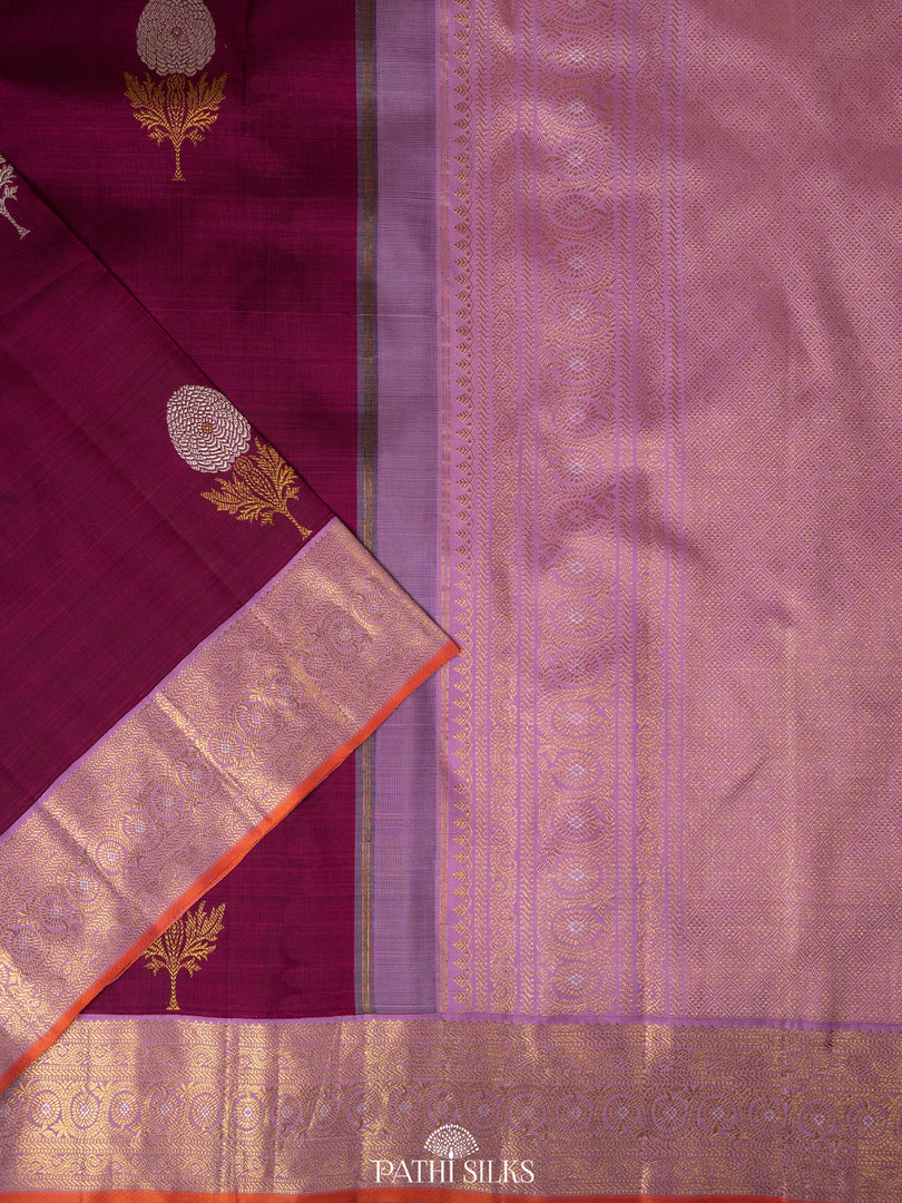Purple with lavender kanjivaram silk saree