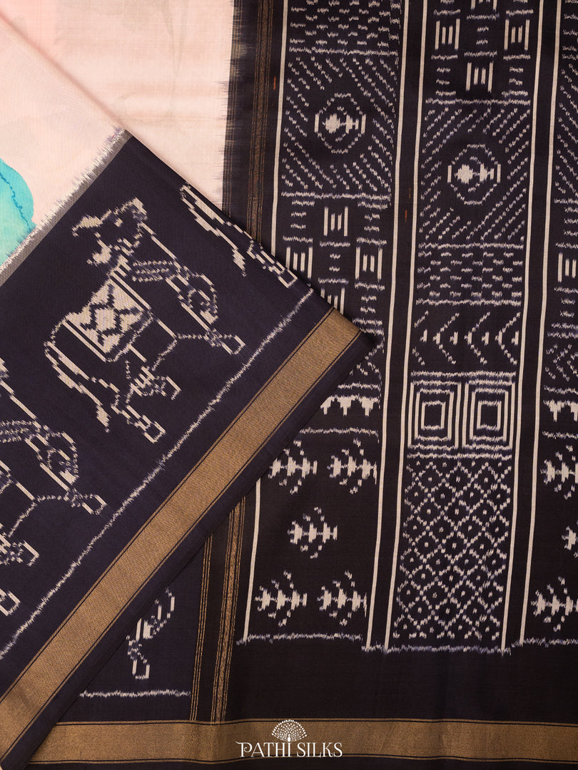 Light pink ikkat silk saree