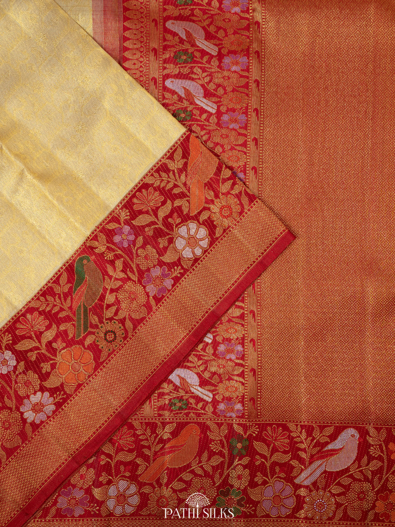 Off white Kanjivaram Silk Saree