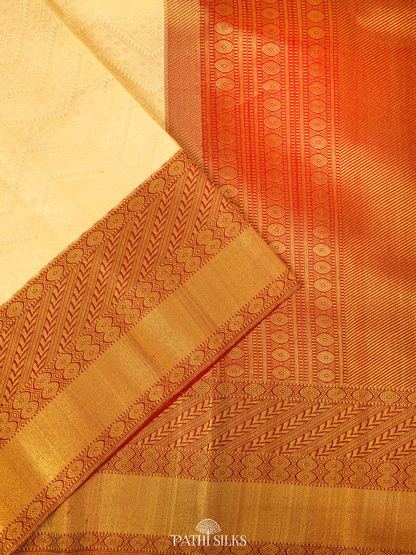 Off white Kanjivaram Silk Saree