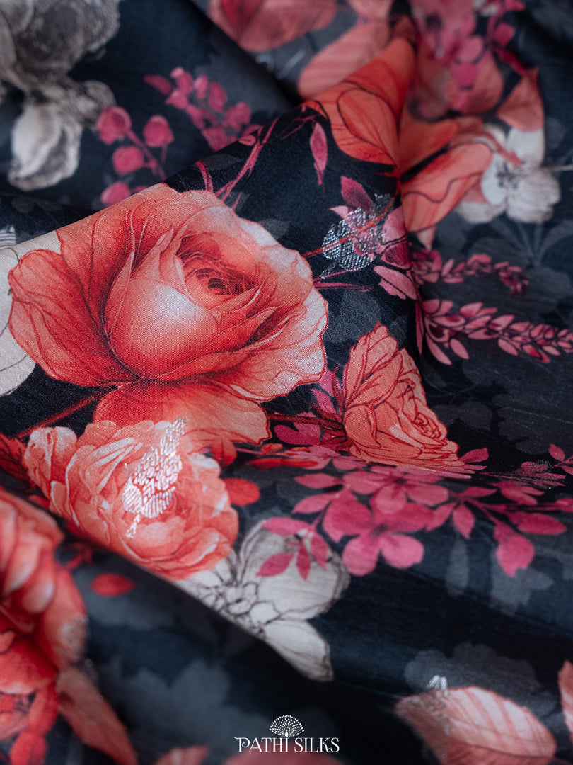 Black Handwoven tussar with satin border