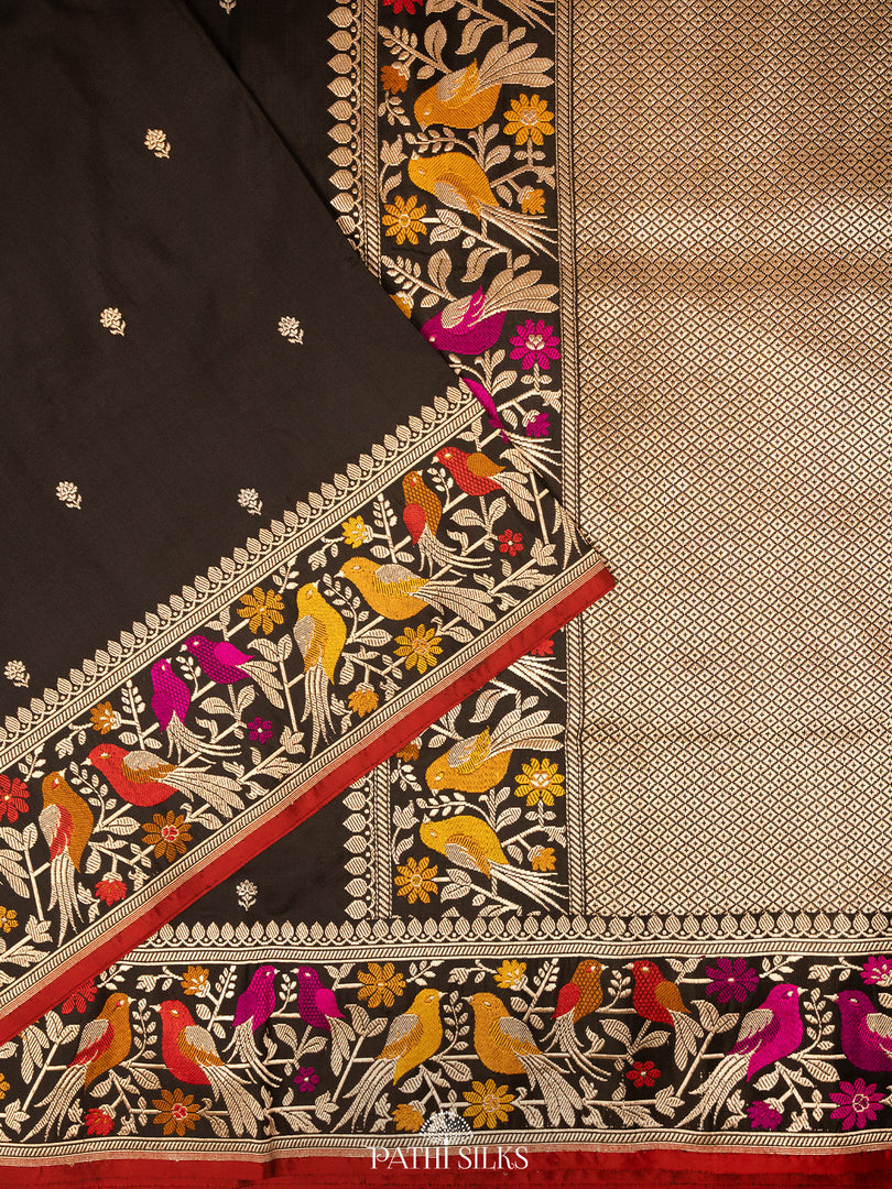 Black banarasi silk saree