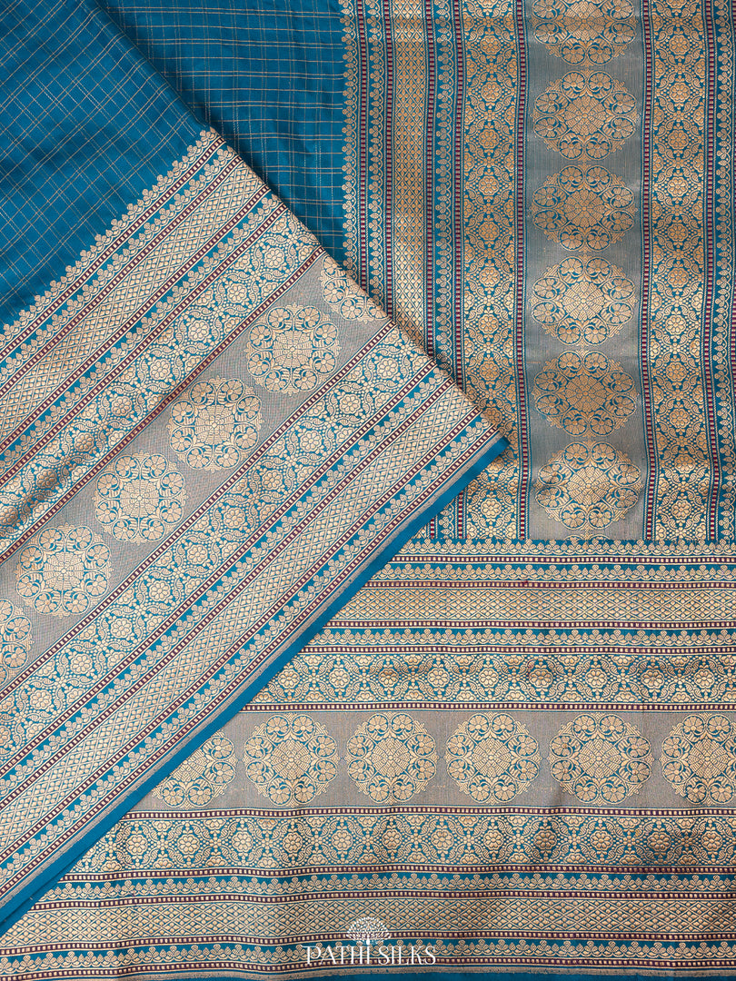 Cobalt blue banarasi silk saree