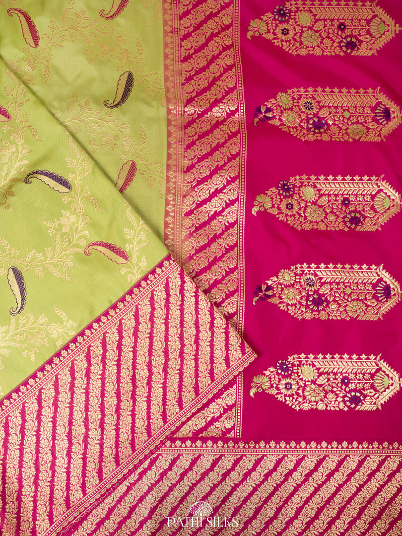 Pista green Banarasi Silk Saree