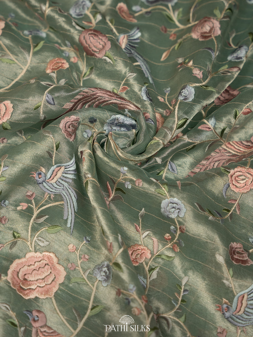 Mint green tissue organza saree