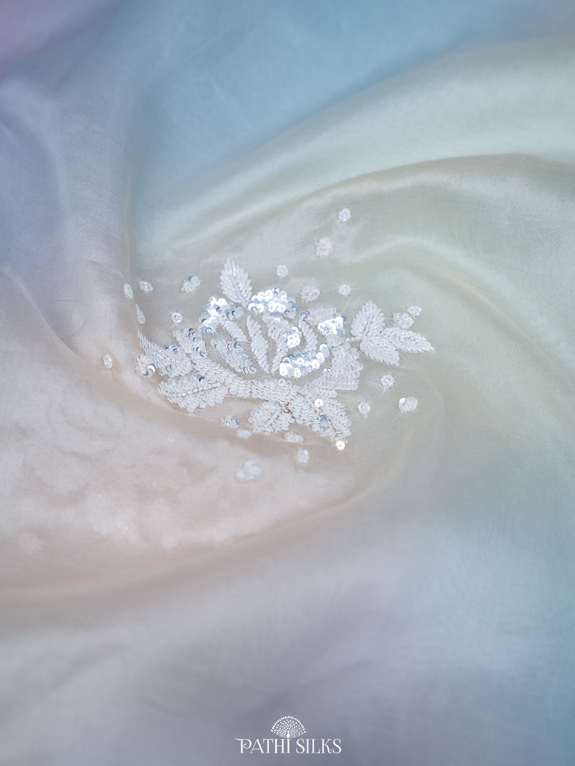 Multicolour Pastel organza saree