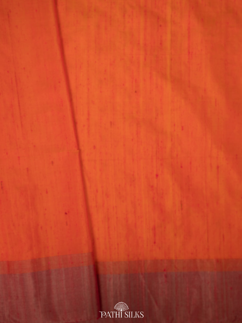 Lime yellow sun rise orange Soft Silk saree