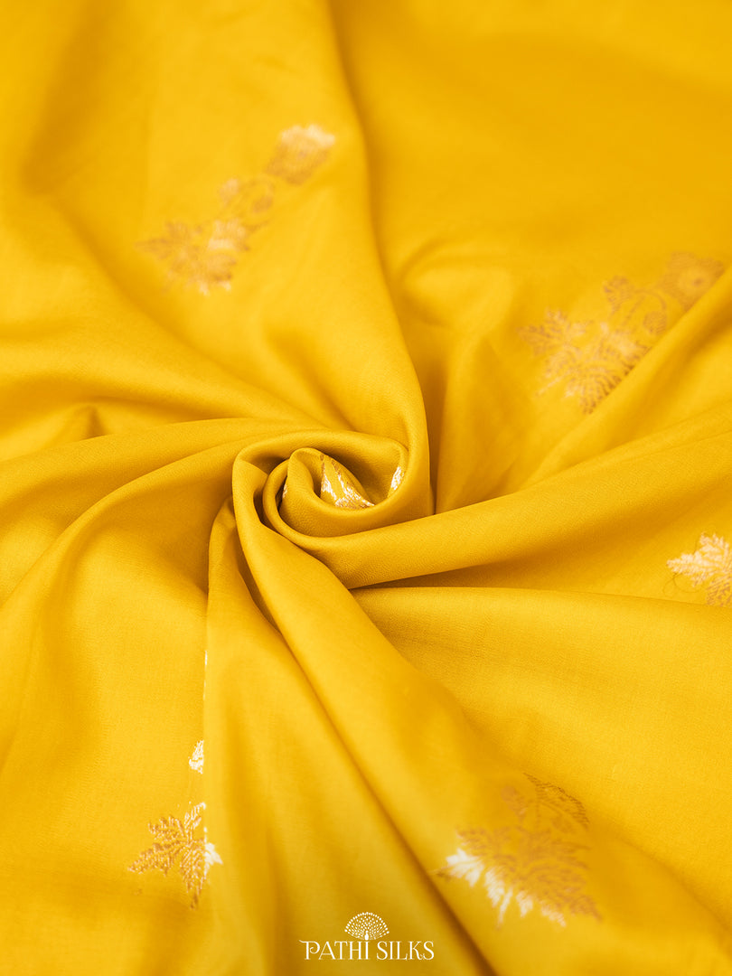Yellow banarasi silk saree