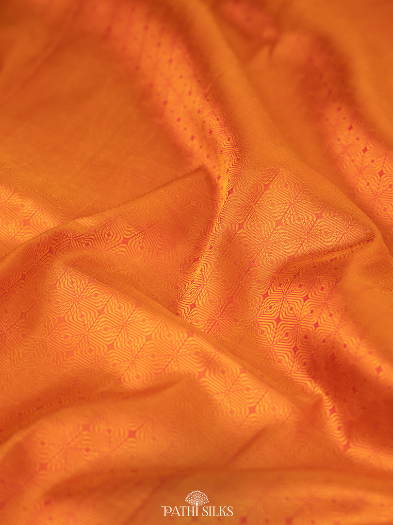 Orange with Rani Pink Kanjivaram silk saree