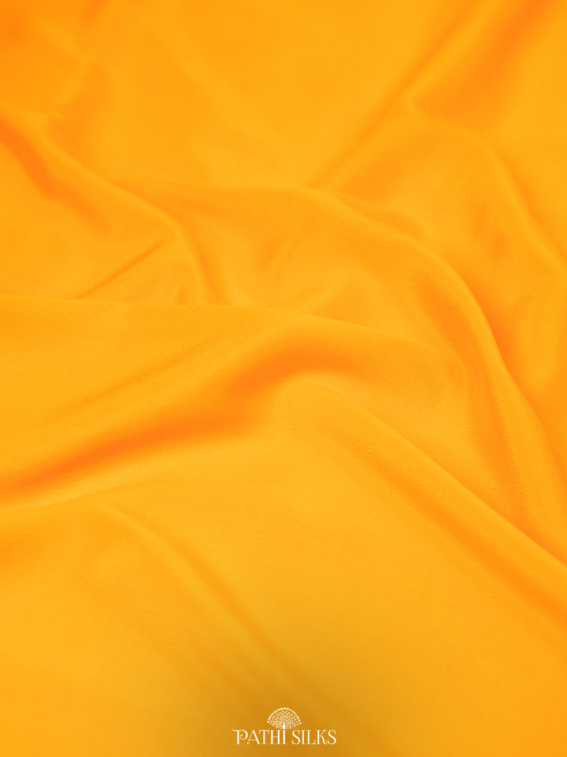 Yellow Mysore Crepe Silk Saree with Parsi Embroidery